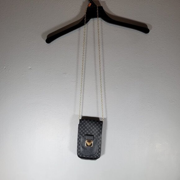 Geometric Pattern Phone Bag  Womens Fashion  Flap  Gold Chain Shoulder Bag - Picture 2 of 6